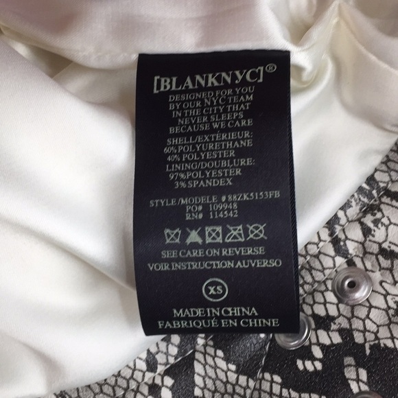 BLANK NYC Moto Jacket Snakeskin Blank NYC cropped Faux Leather black white XS - Picture 11 of 12